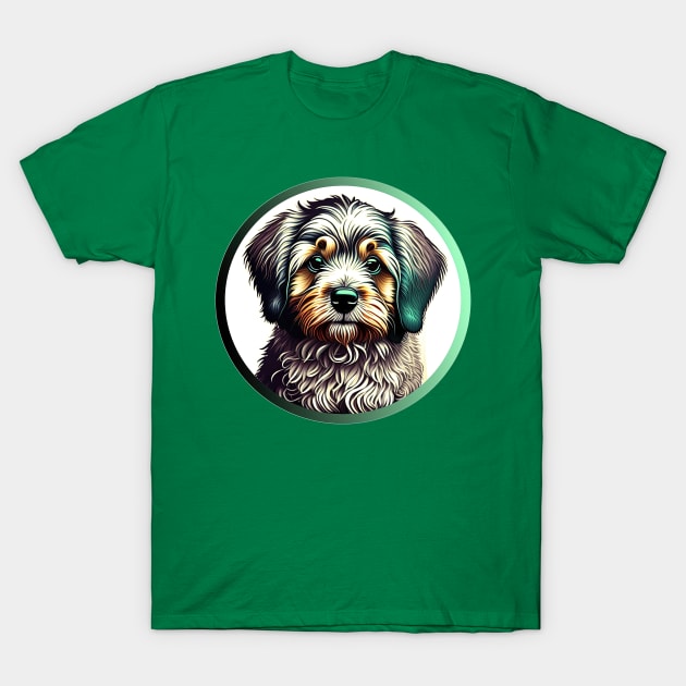 A Brown & White Havanese Dog in a Green Highlight T-Shirt by SymbioticDesign